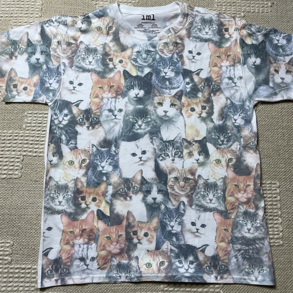 Men’s IML All Over Cat Print Graphic S/S Tee Shirt - Picture 2 of 11